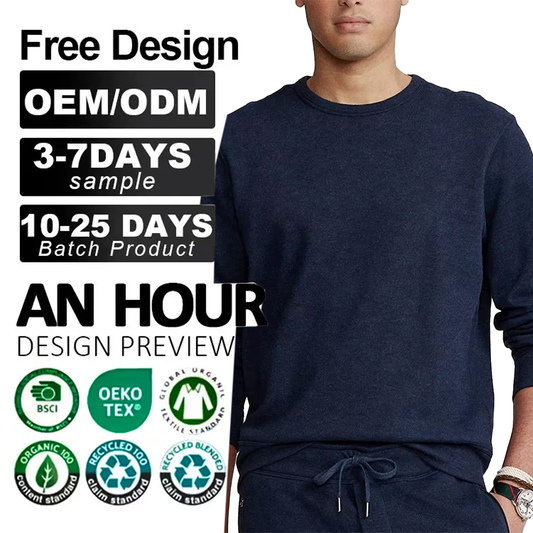 Custom Crewneck Manufacturers Long Sleeve Organic Cotton Blank Solid Color Oversized Vintage Crew Neck Sweat Shirts Men Pullover