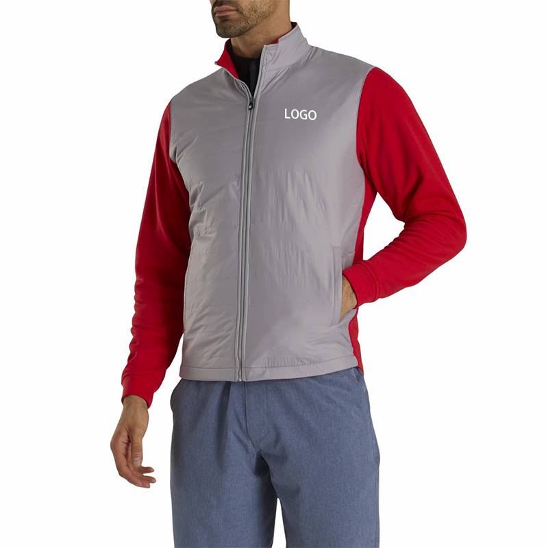 Custom 2022 Winter Men Full Zip Hybrid Windproof Soft Shell Quilted Golf Jacket