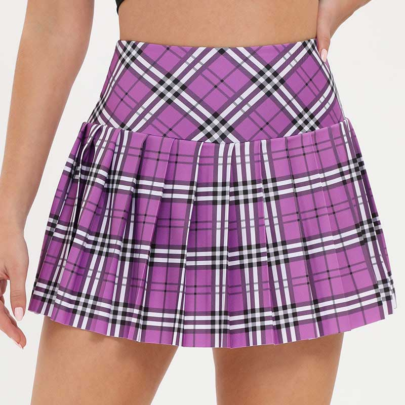 Custom-made women's fashionable high-waisted pleated skirts in candy colors, women's mini A-line skirts with sewn buttons at the hem, girls' dance skirts
