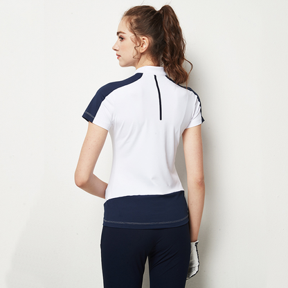 Custom Logo Summer Quarter Zip Golf Pullover Sweatshirt Women Slim Fashionable Design Breathable Knitted Fabric Quick Dry Print