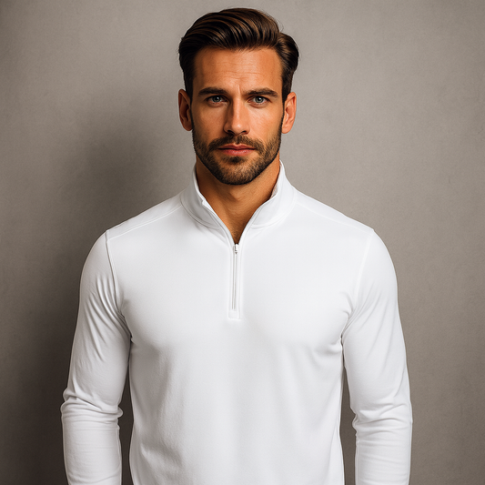 OEM Spandex Polyester Customizable Athletic Men Lightweight Team Team White Glow Quarter Zip Pullover Men Golf Sweatshirt