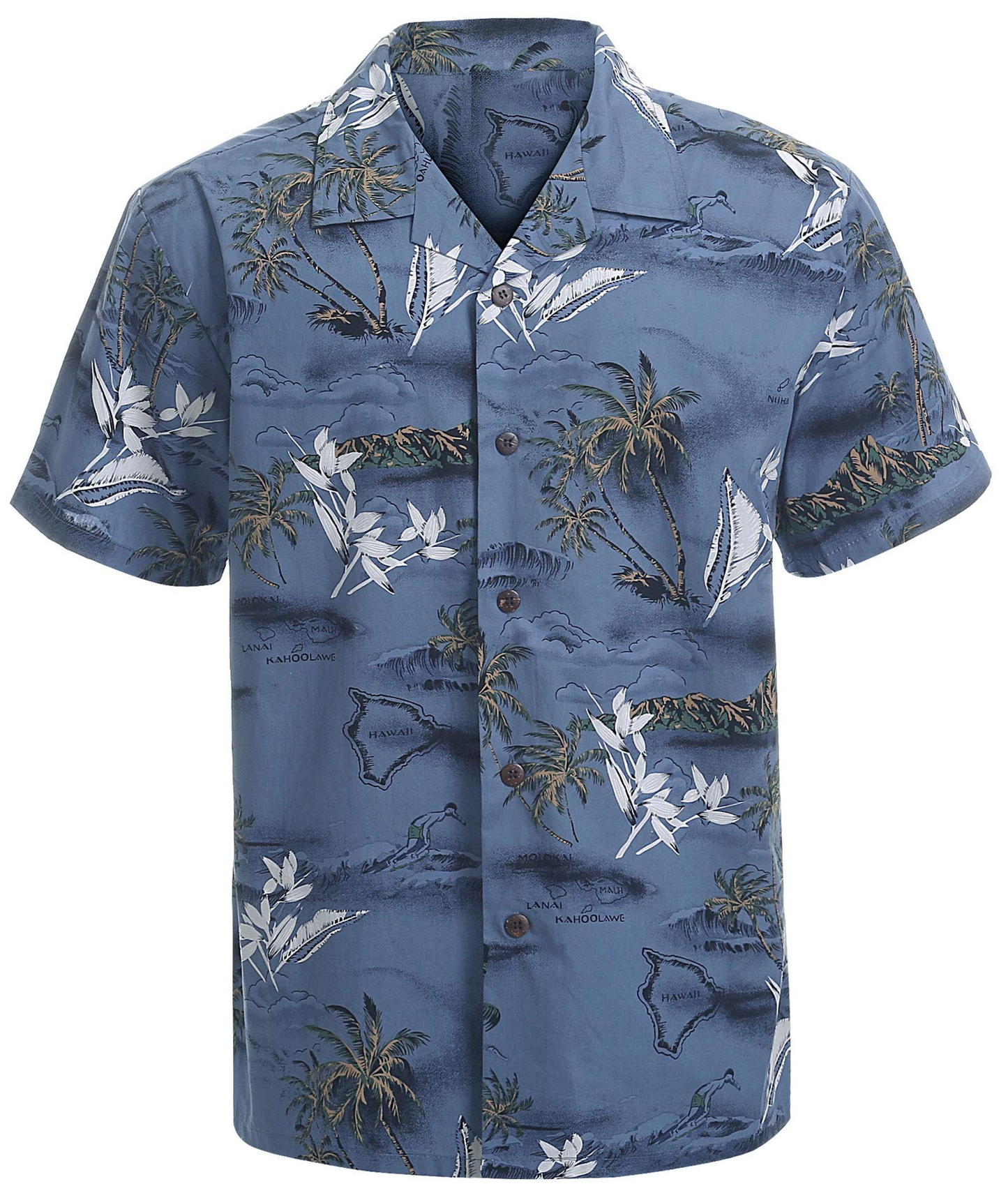 Custom Printed Hawaiian Vintage Style Quick Dry Slim Fit High Collar With Single Button Men Vacation Outfits Beach Shirt