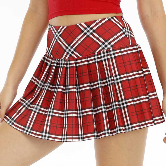 Custom-made women's fashionable high-waisted pleated skirts in candy colors, women's mini A-line skirts with sewn buttons at the hem, girls' dance skirts