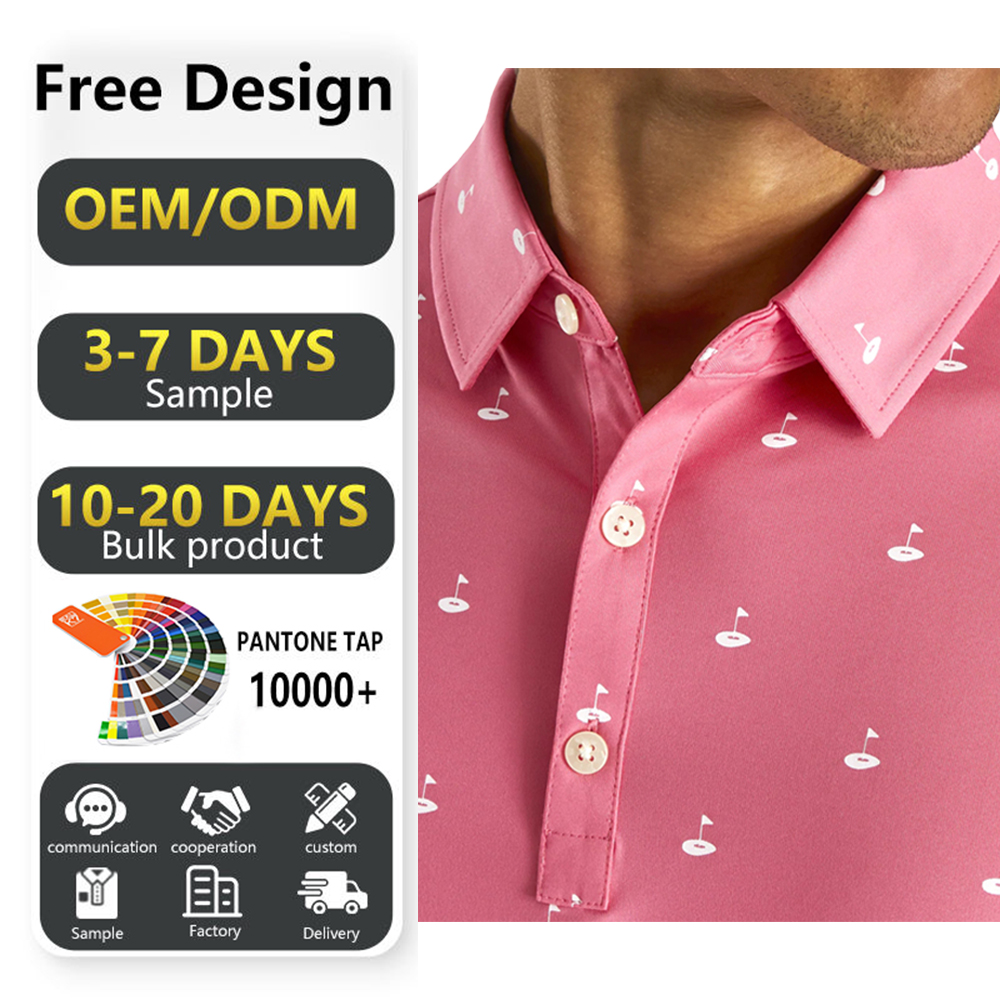 OEM Spandex Polyester Golf Shirts Custom crest Embroidered logo Luxury 4 Way Stretch Casual Golf Polo Shirt for Men