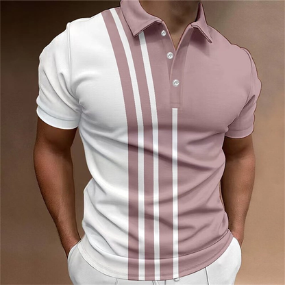 Custom Logo Stripe Plate Printing Summer Clothing Daily Casual Short Sleeve Loose Oversized Fashion Men Polo Shirt