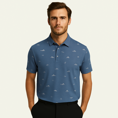 Custom logo Brand Quality Spandex Polyester Sublimation Pattern Print Dry Fit UPF 50+ Sports Mens Polo Golf Shirt