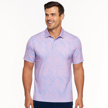 Pink Blue Splatter Polo Shirt - Antimicrobial Quick Dry Slim Fit