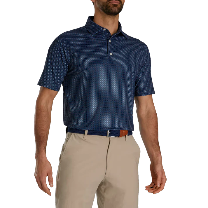 Men's Slim Fit Golf Polo Shirt - Navy Blue High-Performance Checkered Apparel