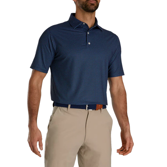 Men's Slim Fit Golf Polo Shirt - Navy Blue High-Performance Checkered Apparel