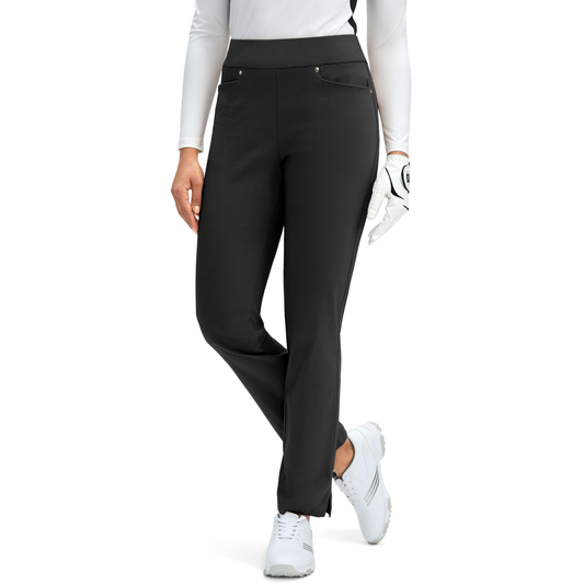 Women's high-waisted body-shaping elastic pullover dress with three pockets and straight-leg work and leisure golf pants