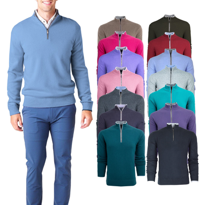 Custom logo Blank High Quality Luxury Oversized Wool Thick Half Quarter 1/4 Zip-up Collar Golf Pullover Sweatshirt