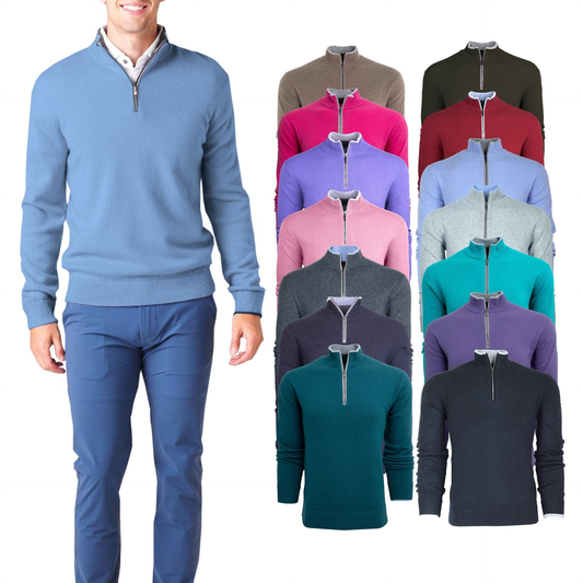 Custom logo Blank High Quality Luxury Oversized Wool Thick Half Quarter 1/4 Zip-up Collar Golf Pullover Sweatshirt