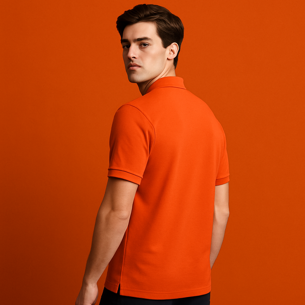 OEM Custom Logo 3-Button for Polo Shirt Moisture Wicking Adult Athletic Jersey Solid Orange Short Sleeve Jersey with Custom Logo