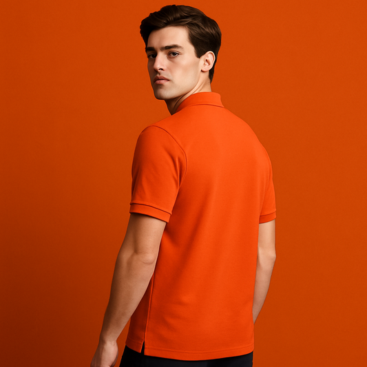 OEM Custom Logo 3-Button for Polo Shirt Moisture Wicking Adult Athletic Jersey Solid Orange Short Sleeve Jersey with Custom Logo