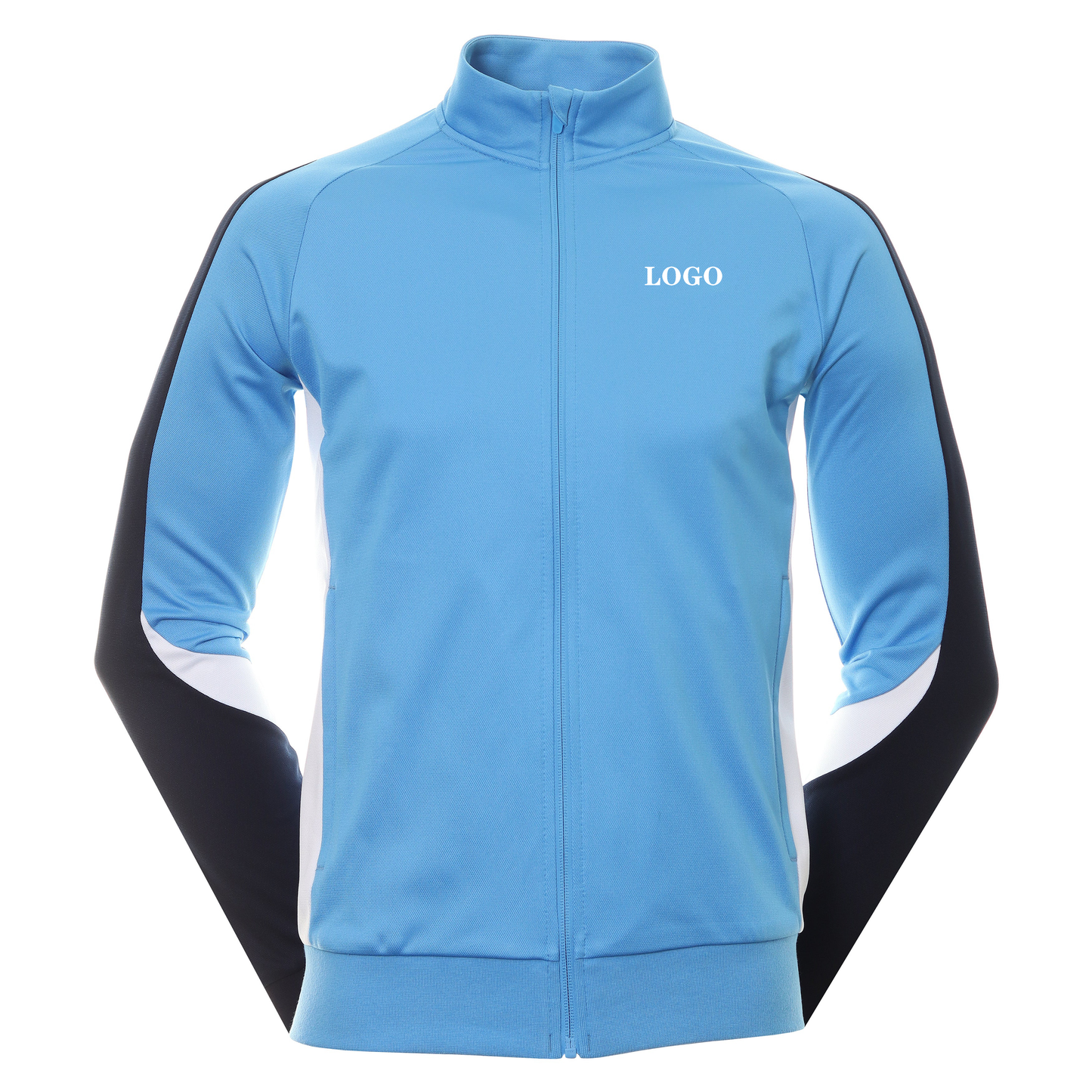 Custom Fashion Men Polyester Spandex Fabric Full Zip Stand Neck Performance Golf Jacket Men