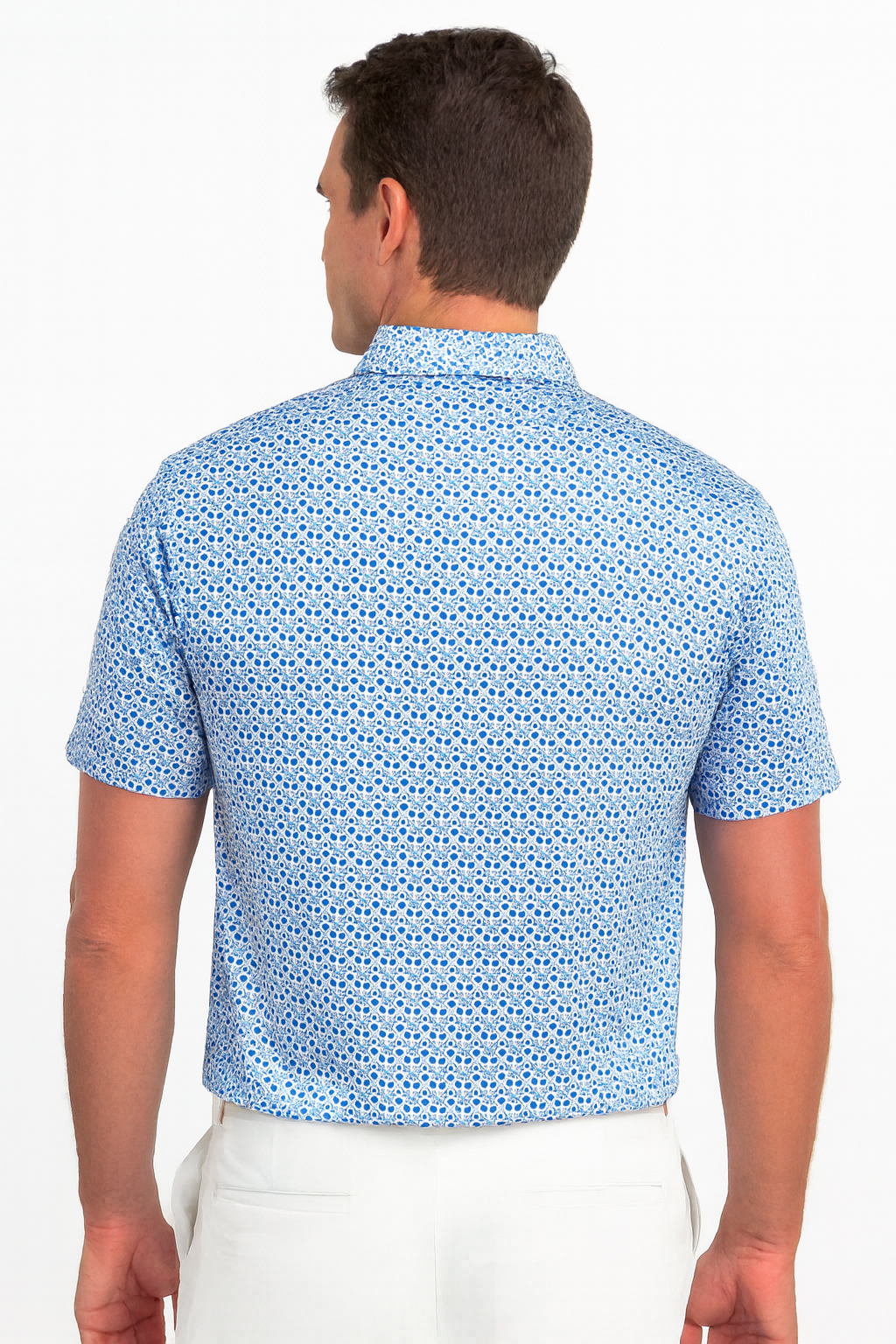 Antimicrobial Quick Dry Polo Shirt with Small Star Pattern in Slim Fit
