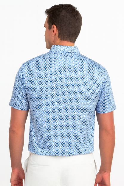Antimicrobial Quick Dry Polo Shirt with Small Star Pattern in Slim Fit