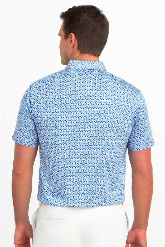Antimicrobial Quick Dry Polo Shirt with Small Star Pattern in Slim Fit