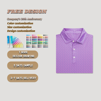 Classic Fit 4 Way Stretch Moisture Wicking Performance for Polo Shirt Design Pattern Print Golf Wear Custom Logo Jersey Fabric