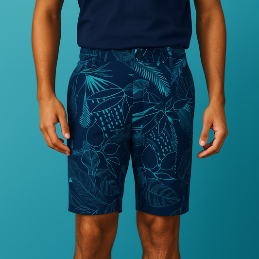 Custom-made casual sporty logo breathable and quick-drying outdoor sport solid-color golf four-way stretch wrinkled shorts for men