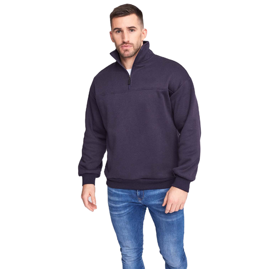 Strength Factory Quality Men's Golf Pullover Sweatshirt Solid Half 1/4 Quarter Zip Neck with Zipper Pocket for Spring Season