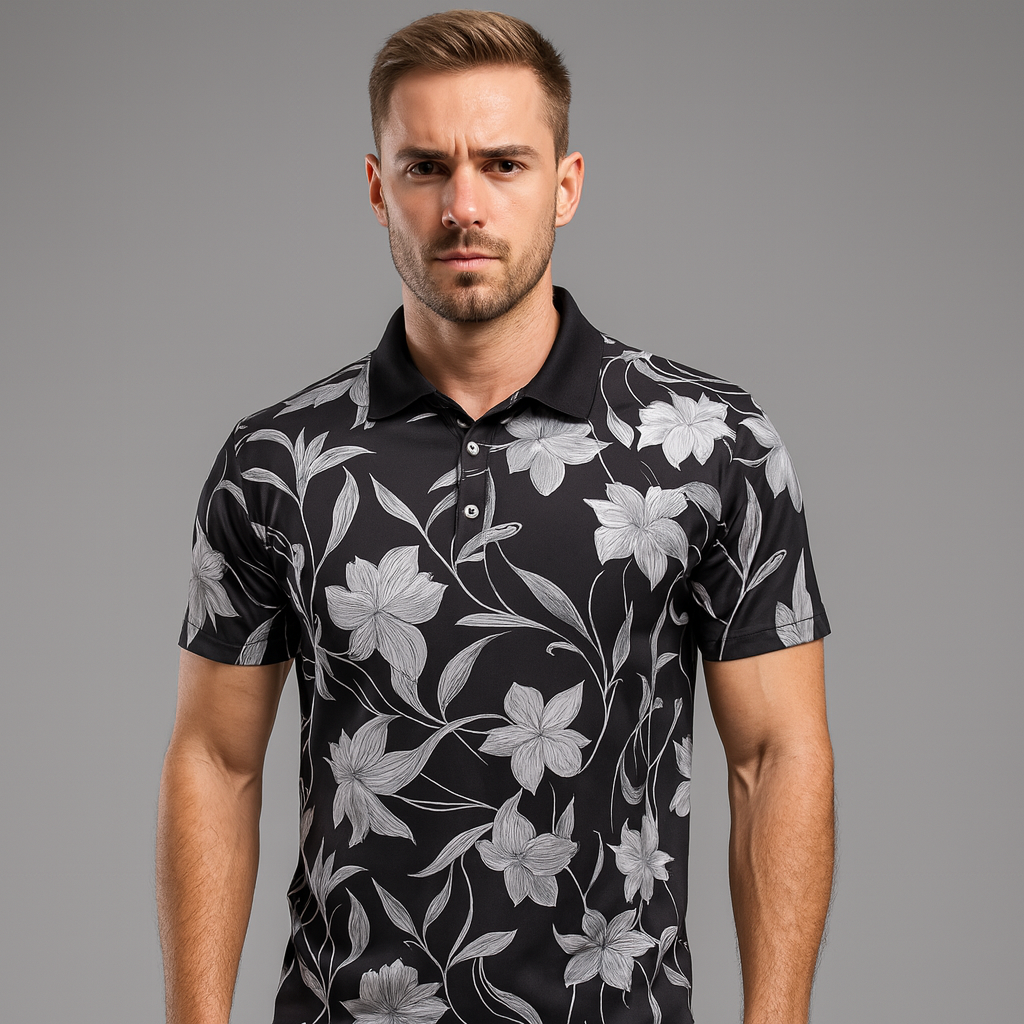 Custom logo All-Over Print Quick Dry Short Sleeve 100% Polyester High Quality Polo Golf Shirt for Men