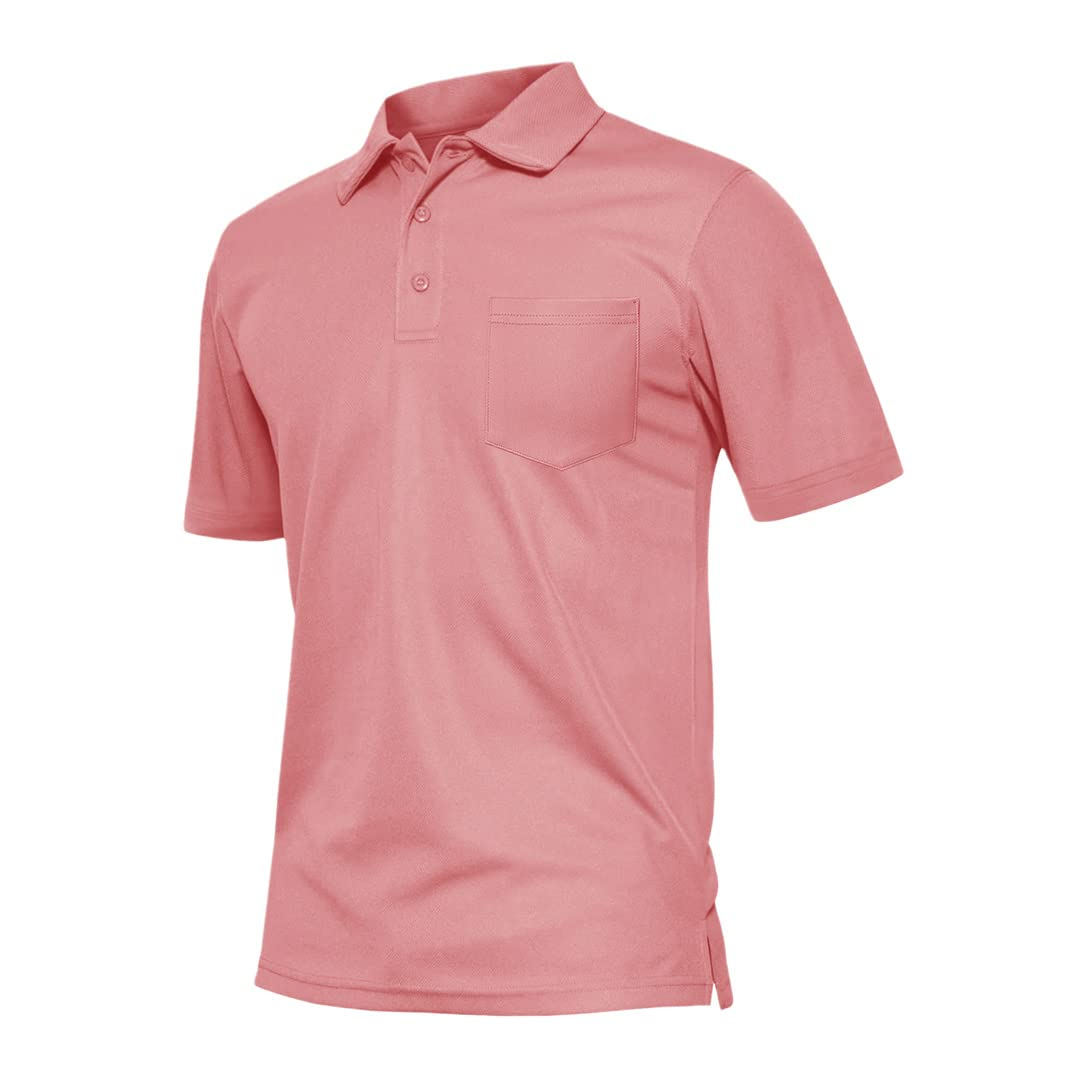 Custom Logo 100% Polyester Casual Short Sleeve Relax Fitted Shirts With Small Chest Pocket Green Golf Polo Shirt for Men