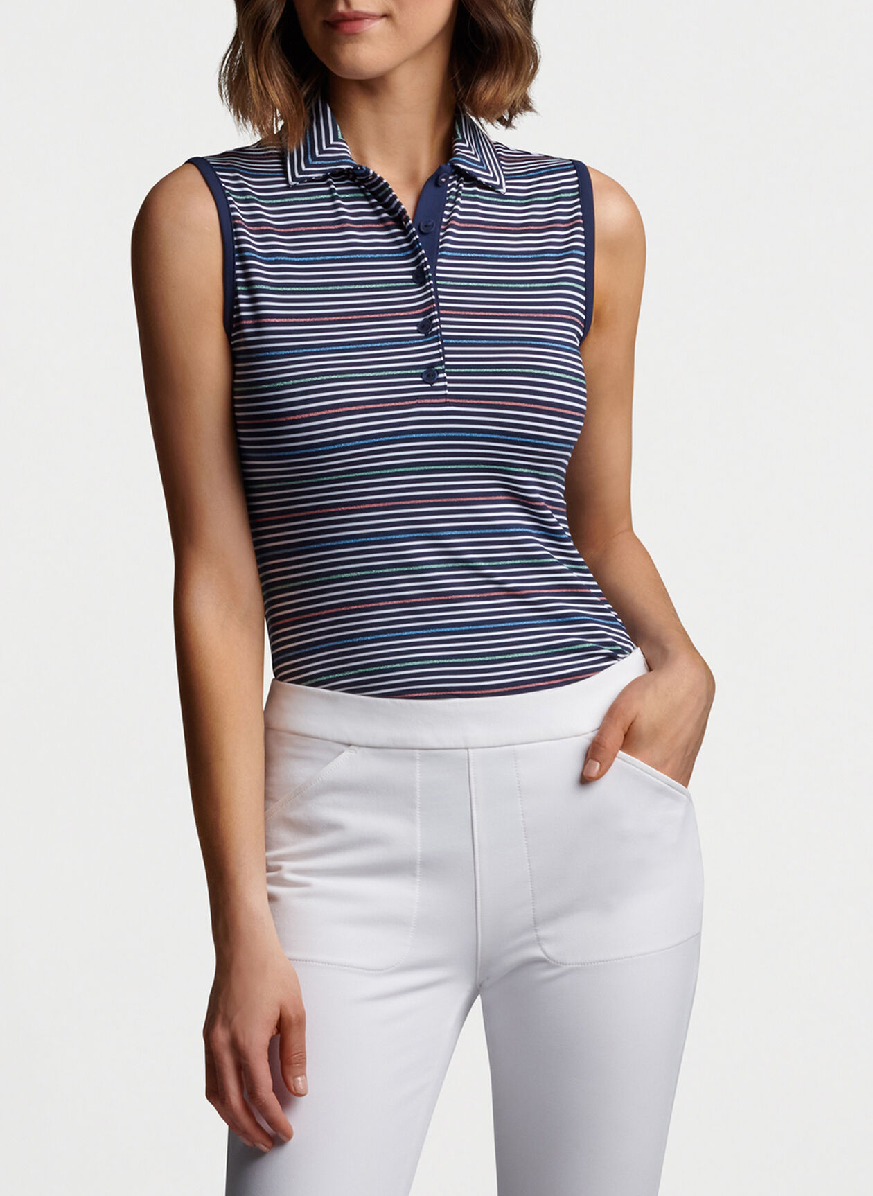 Custom logo High Quality Stretch Elastic High Quality Sleeveless Golf Apparel Collarless Shirt Women's Golf Polo Shirts
