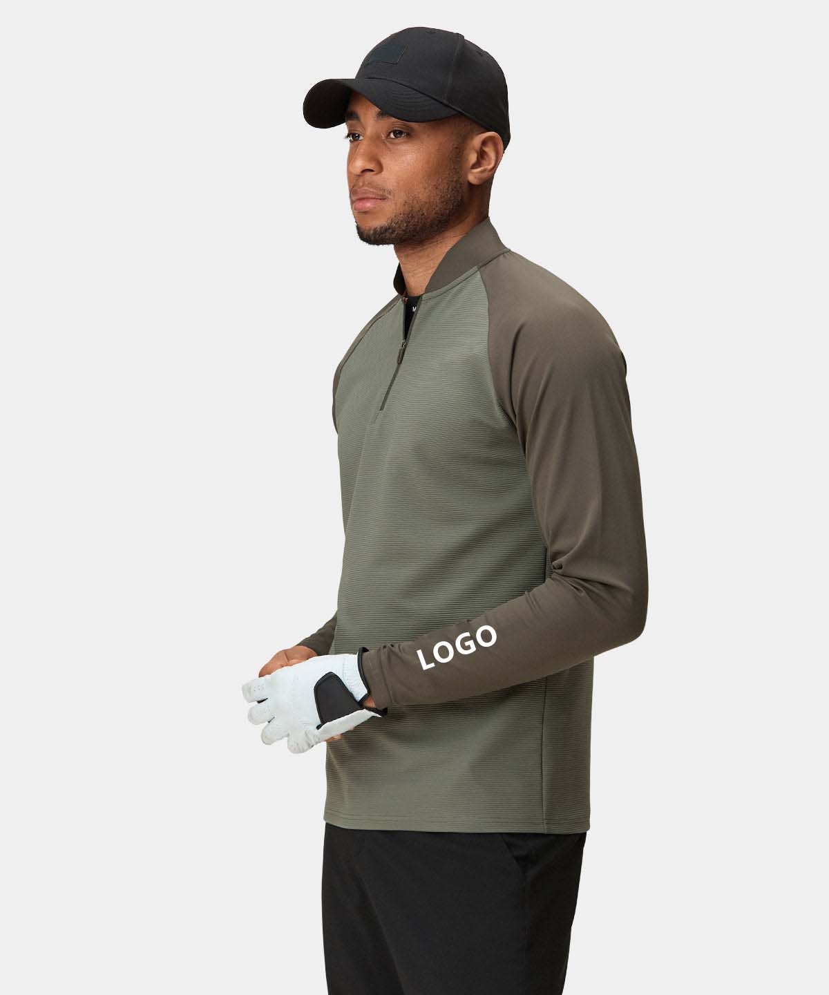 Wholesale Lightweight Men's 1/4 Quarter Zip Golf Pullover Polyester Sports Long Sleeve Knitted Quick Dry Plain Solid Color Print