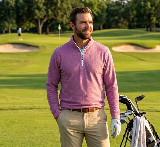 Dusty Rose Quarter-Zip Golf Pullover