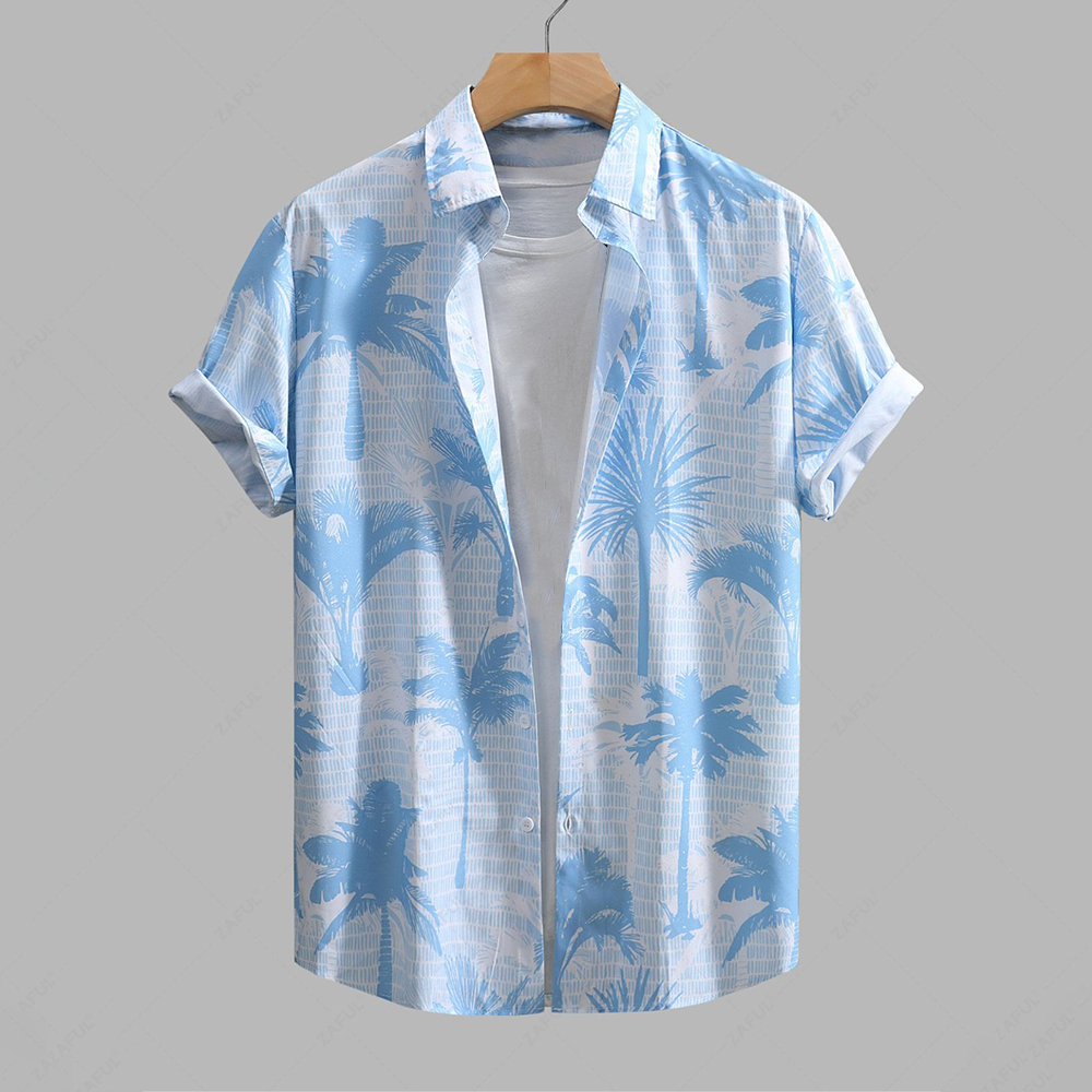 Men's Custom Button for Polo Hawaiian Shirt Anti-Wrinkle Summer Beach Vacation Streetwear Wholesale Short Sleeves Clothing