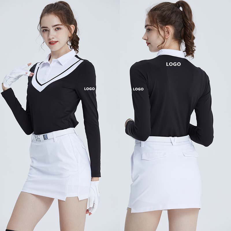 Luxury High Quality Golf Clothing Long Sleeve Women Polo Shirts Custom logo Embroidered Printed Polo Shirt for Girls No reviews yet  certified