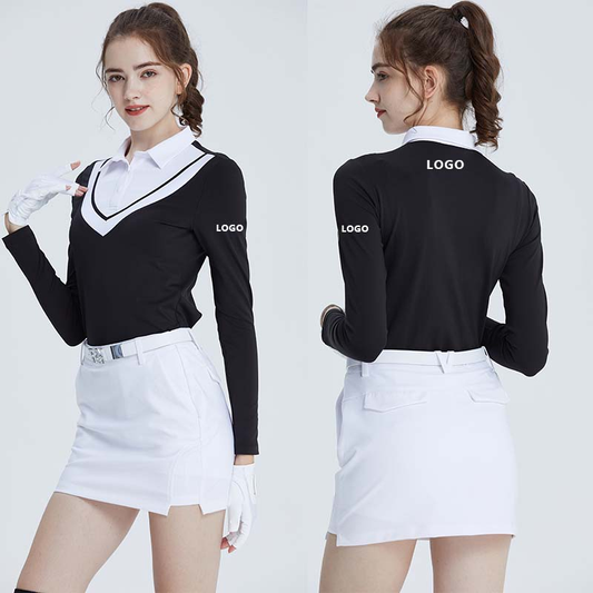 Luxury High Quality Golf Clothing Long Sleeve Women Polo Shirts Custom logo Embroidered Printed Polo Shirt for Girls No reviews yet  certified