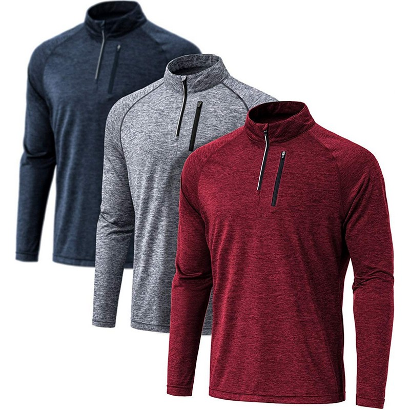 OEM Custom 95% Polyester 5% Spandex Dry-Fit Long Sleeve Outdoor Quarter Zip Pullover 95% Polyester 5% Spandex Tricot Winter