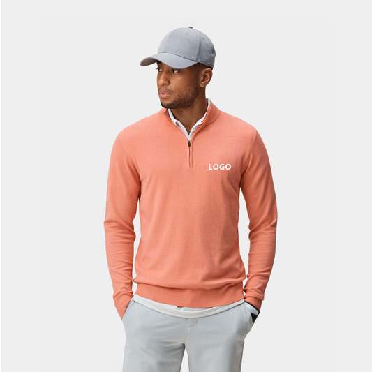Custom Logo Print Plain Dyed Solid Sport Golf High Quality 1/4 Quarter Zip Collar Hoodie Pullover Sweatshirts for Men