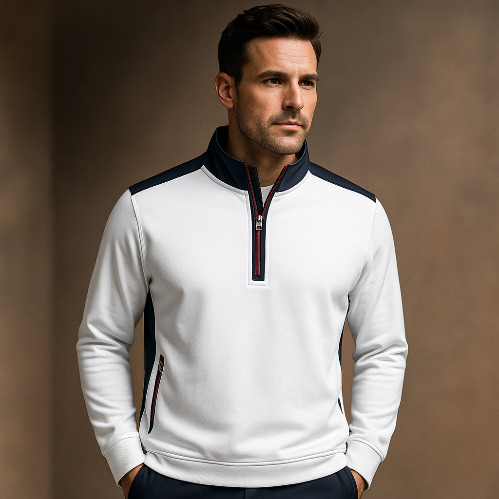 Custom Male Breathable 1/4 Zip Neck Golf Long Sleeves Stand Collar Sweatshirt Sport Wear Golf Pullover