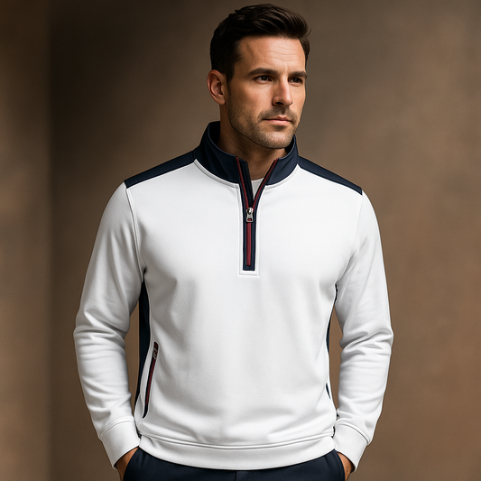 Custom Male Breathable 1/4 Zip Neck Golf Long Sleeves Stand Collar Sweatshirt Sport Wear Golf Pullover