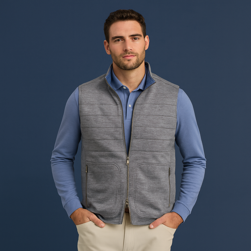 OEM golf apparel with brand-new design, high quality, winter customized, full-zip, lightweight soft shell, windproof sleeveless multifunctional golf down vests