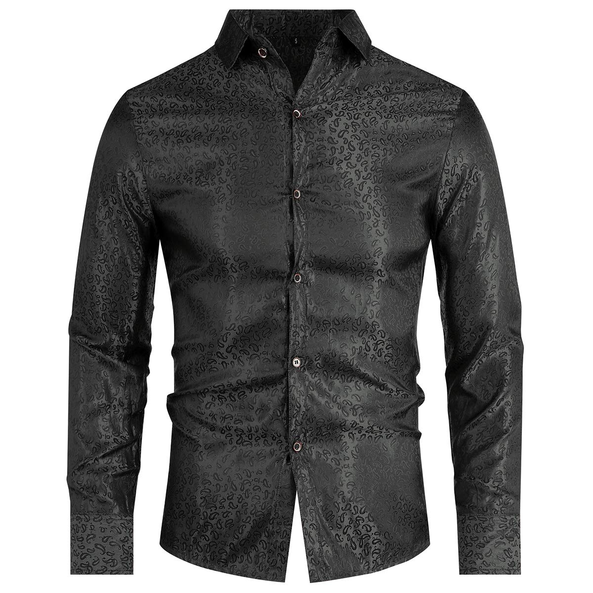 Custom Logo Printing Paisley Shirt Men Long Sleeve Dress Shirt Button-down Casual Regular Fit