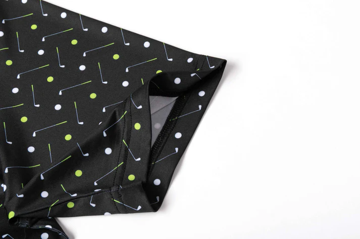 Antimicrobial Golf Polo Shirt - Quick Dry Slim Fit with Golf Equipment Patterns