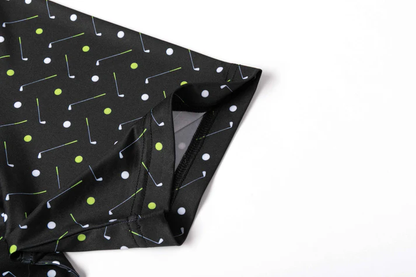 Antimicrobial Golf Polo Shirt - Quick Dry Slim Fit with Golf Equipment Patterns