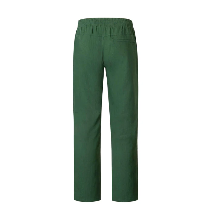 Vintage Green Linen Drawstring Cropped Pants