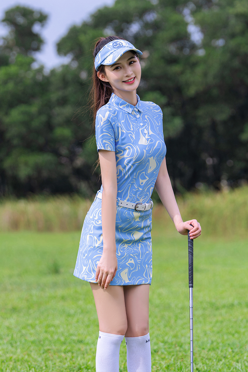 Custom Summer Women's Suit Short Sleeve Golf T-shirt Printed Shirts Women Top Ladies Blue Golf Polo Shirts