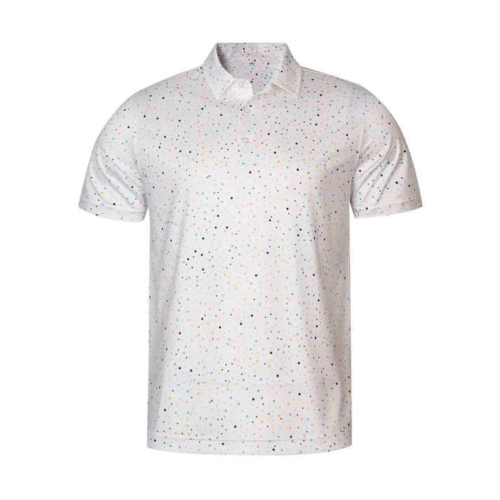 Antimicrobial Polo Shirt with Colorful Polka Dot Print and Quick-Dry Technology