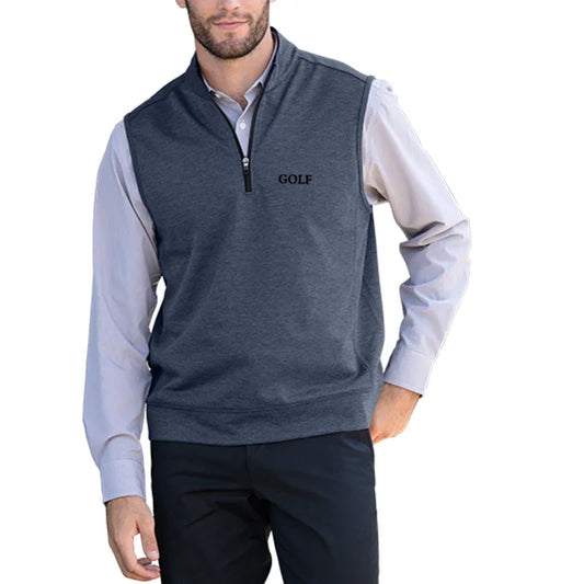 Bulk Custom Customized logo men's cotton vests, regular solid-color patterns, lightweight wool half-zip sweater vests with Logo Embroidery - Manufacturer Qiandao