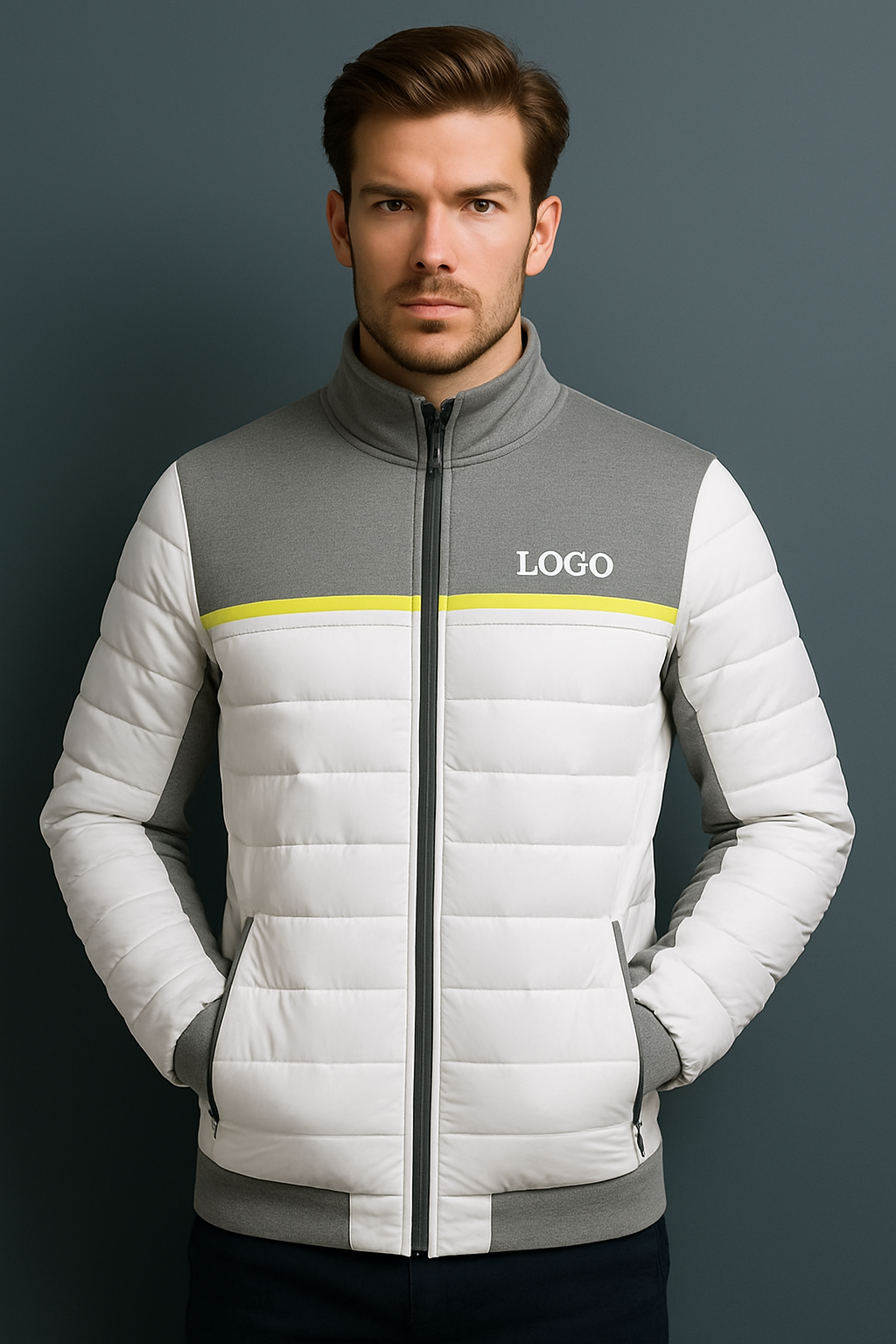 Custom Down Golf Shell Hunting Winter Thick Polyester Reflective Soft Fleece Winter Thick Down Sports Packable Waterproof Jacket