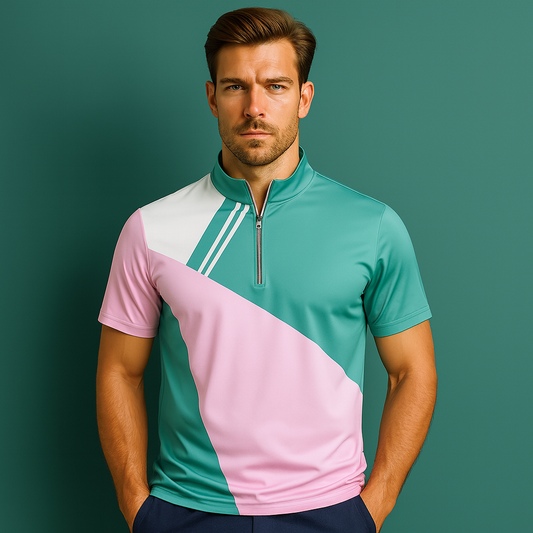Custom Quick Dry Color Block Print Moisture Wicking Sport Quarter Zip Pullover Golf Short Sleeve Sweatshirts