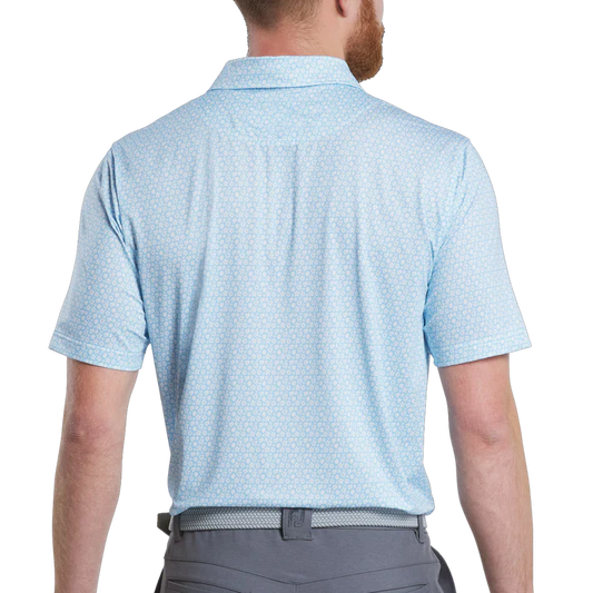 Men's Golf Polo Shirt - Stylish Performance Wear with Blue Star and Flower Prints