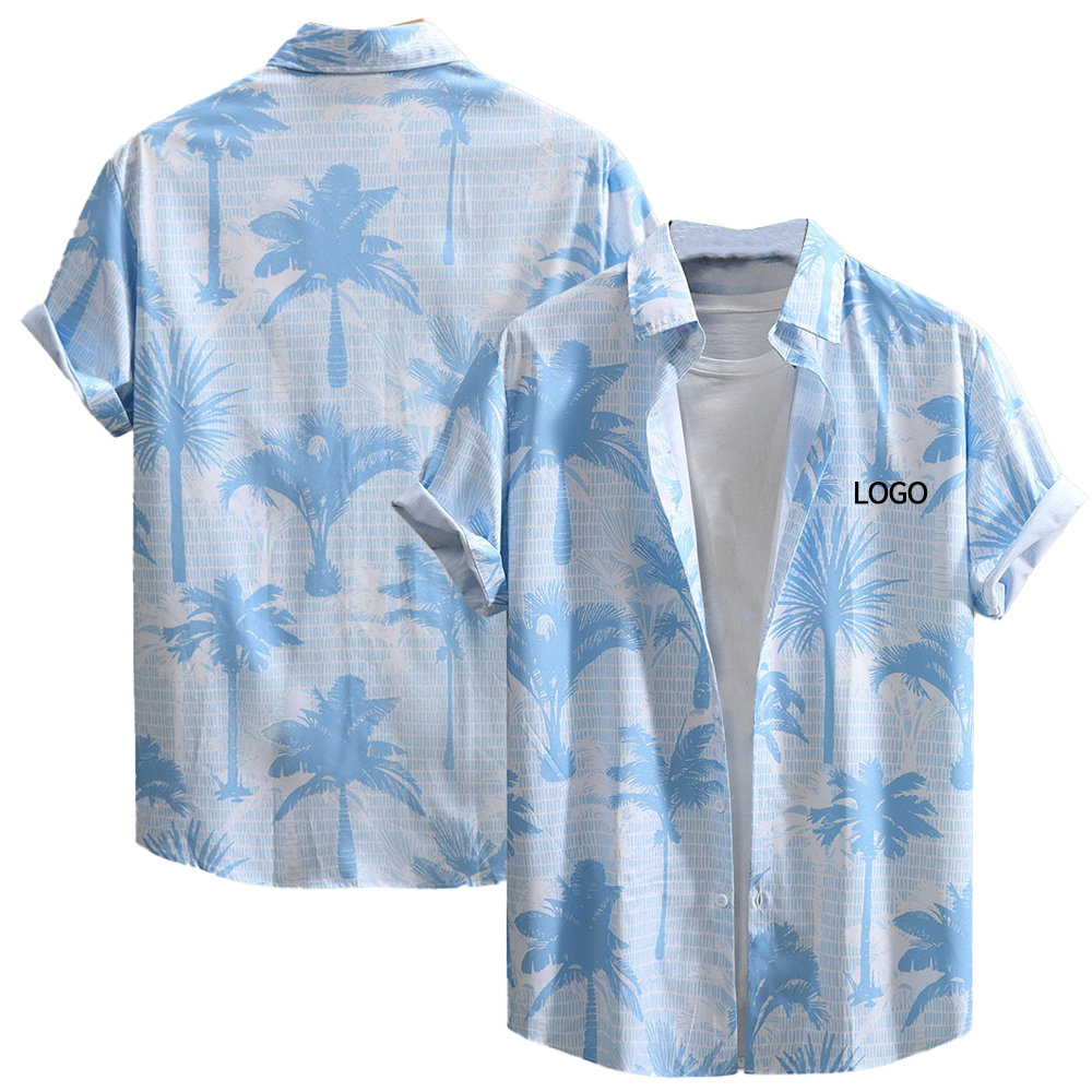 Men's Custom Button for Polo Hawaiian Shirt Anti-Wrinkle Summer Beach Vacation Streetwear Wholesale Short Sleeves Clothing