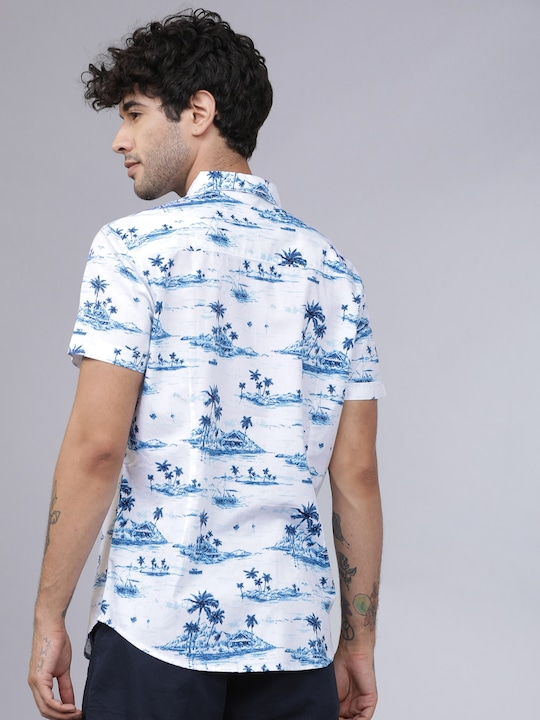 Custom Logo Design Men's Hawaiian Shirt Short Sleeves Coconut Printed Button Down Summer Beach Casual Shirts